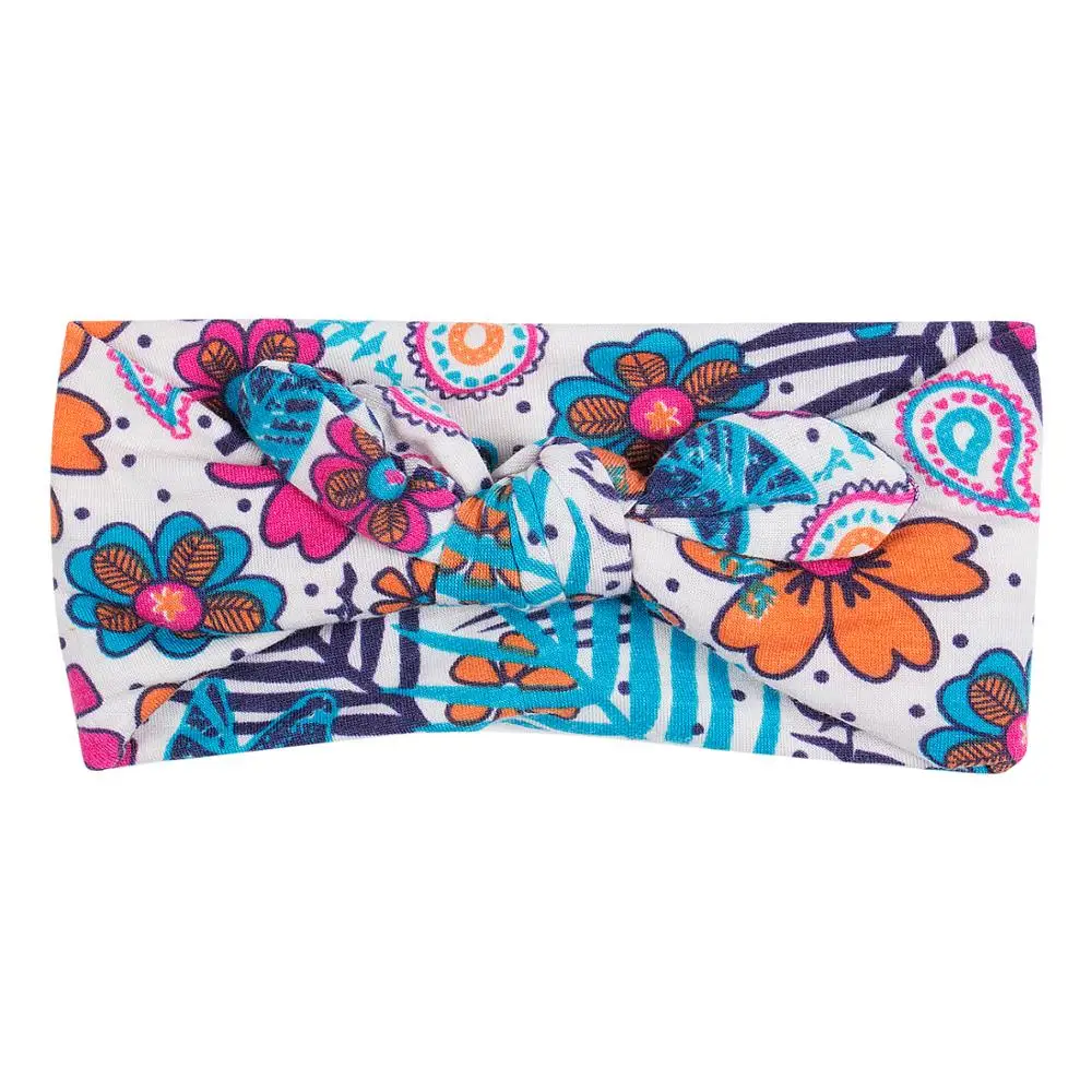 Повязка на голову для новорожденных разноцветная эластичная с бантом детская