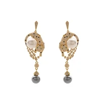 earring female 925 silver needle black spot leopard earrings new fashion pearl palace baroque micro inlaid zircon luxury party