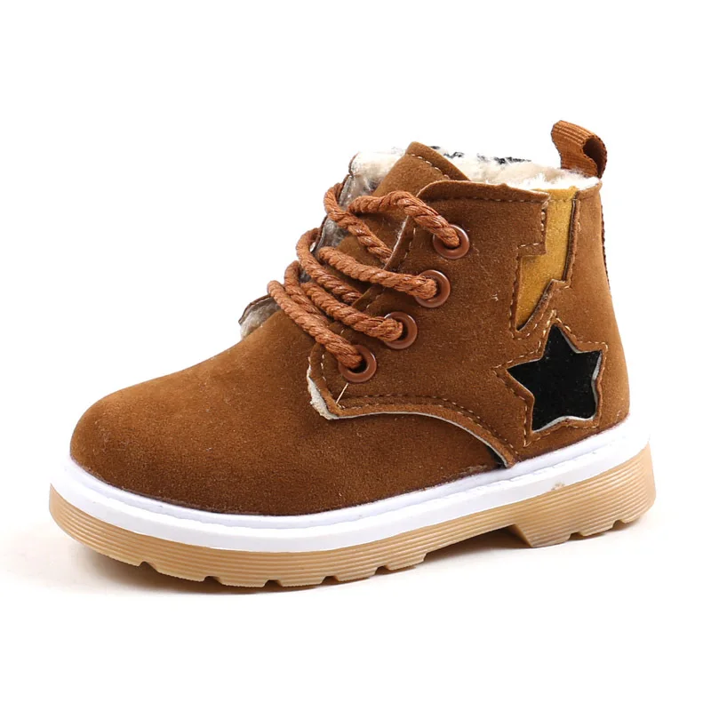 Коричневый COZULMA Winter Baby Boys And Girls Shoes Boots Kids Fashion Snow Boots Children Warm Plush Cotton Thick Soft Shoes for 1-8 Years - Цвет: Коричневый