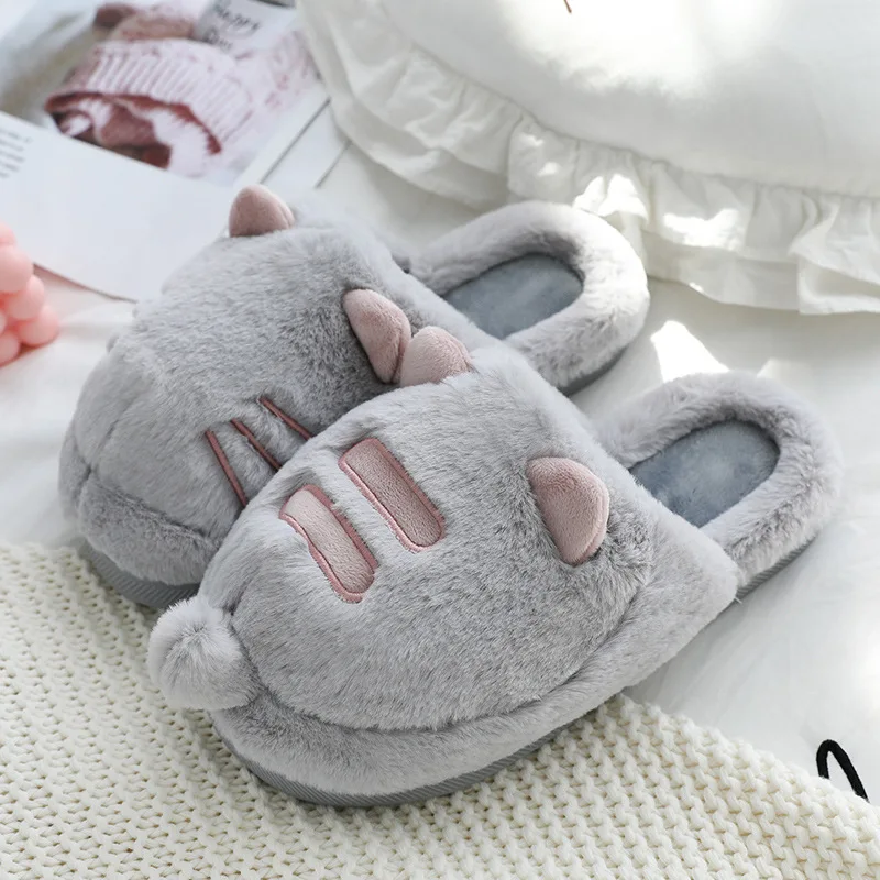 Тапочки для мальчиков и девочек милые зимние теплые на плоской подошве детские