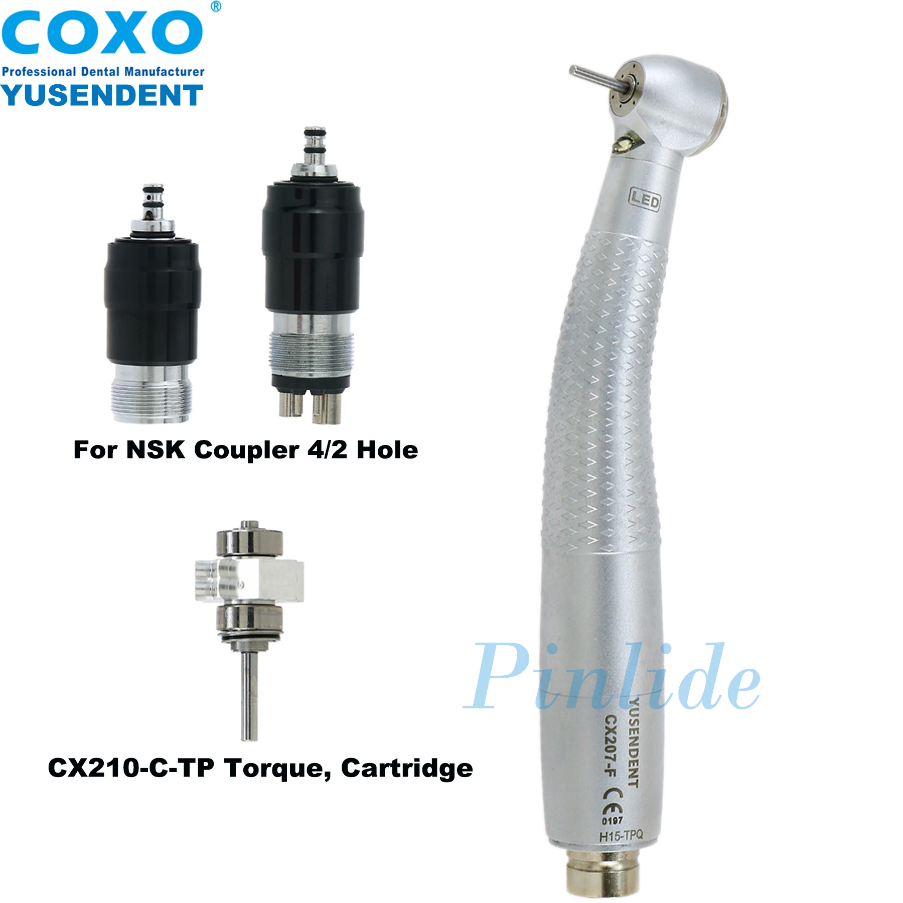 

COXO Dental Self-Power LED High Speed Turbine Torque Head Handpiece Fit NSK QD-J Coupling CX207-F-TPQ
