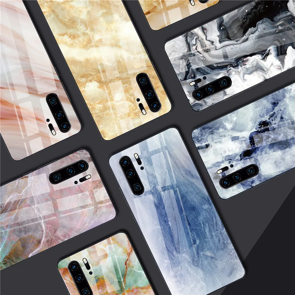 Цветной мраморный чехол для телефона huawei P30 P20 Lite Shookproof закаленное стекло чехол для mate 20 Lite Honor 9 10 Lite 8X MAX Nova 3