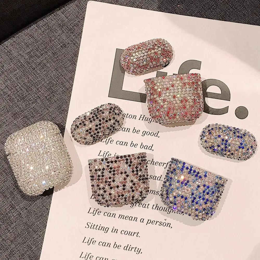 

3D Bling diamonds Glitter hard case for Apple Airpods 2 1 Wireless Bluetooth Earphone cute Luxury cover For Airpods 2 1 Bag 2020