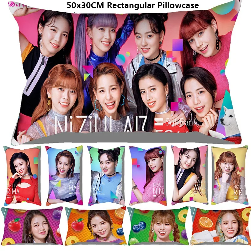 

Korean Fashion Girl Groups Niziu Single Side Print Polyester Rectangular Throw Pillow Cover Car Sofa Home Decor Pillowcase Home