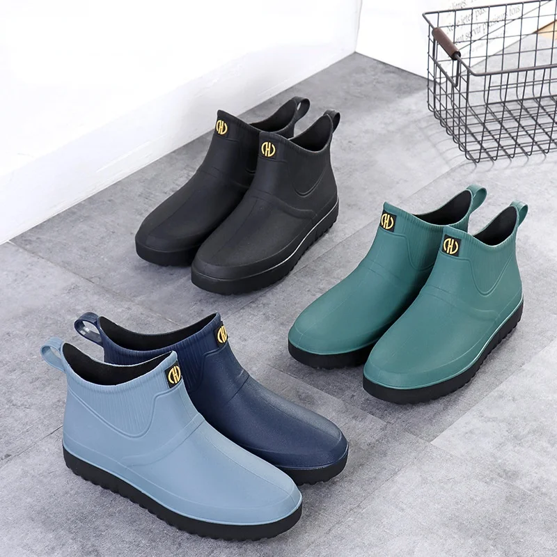 

Slip-on Rain Shoes Men's Waterproof Non-slip Booties New Autumn Winter Warm Kitchen Work Fishing Rain Boots Fashion Galoshes Men
