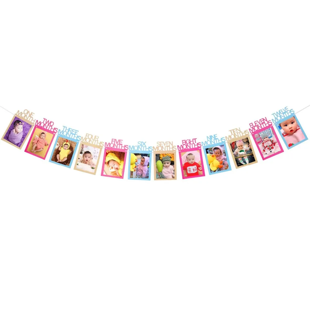 12 месяцы фоторамка баннер первый декорации с днем рождения 1st для маленьких