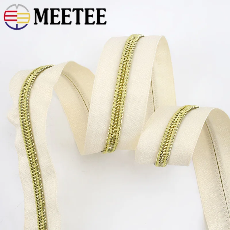 4/8m Meetee Nylon Code Loading Zipper Gold Tooth Coil for Sewing DIY Open-End Bags Sports Garment Accessories ZA030 | Дом и сад