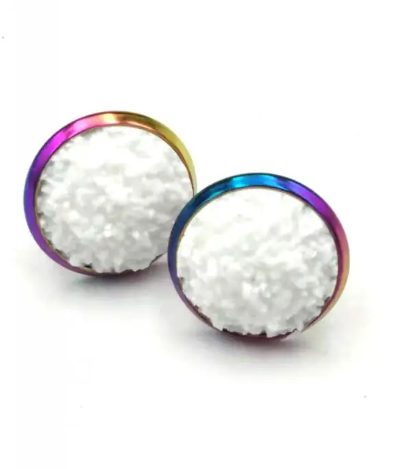 

8mm 12mm Crystal Flower druzy Stud Earrings For Women fashion Jewelry stainless steel Simple design Rhinestones Earring jewelry