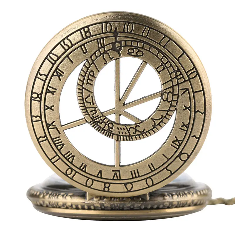 

Antique Bronze Hollow Quartz Pocket Watch With Chain Necklace Pendant Best Gifts To Men Women Men