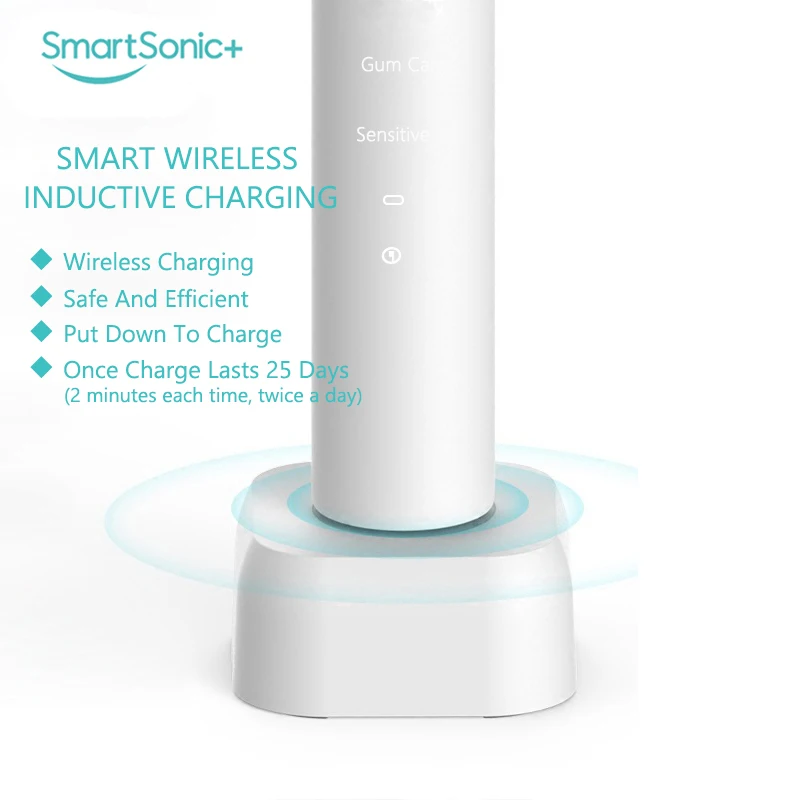 Waterproof Electric Toothbrush Cleaning Whitening USB Charging Sonic Toothbrush with DuPont Heads