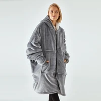 winter warm women coral fleece robe thick nightgown flannel hooded bathrobe sleepwear with pocket loose homewear lounge wear