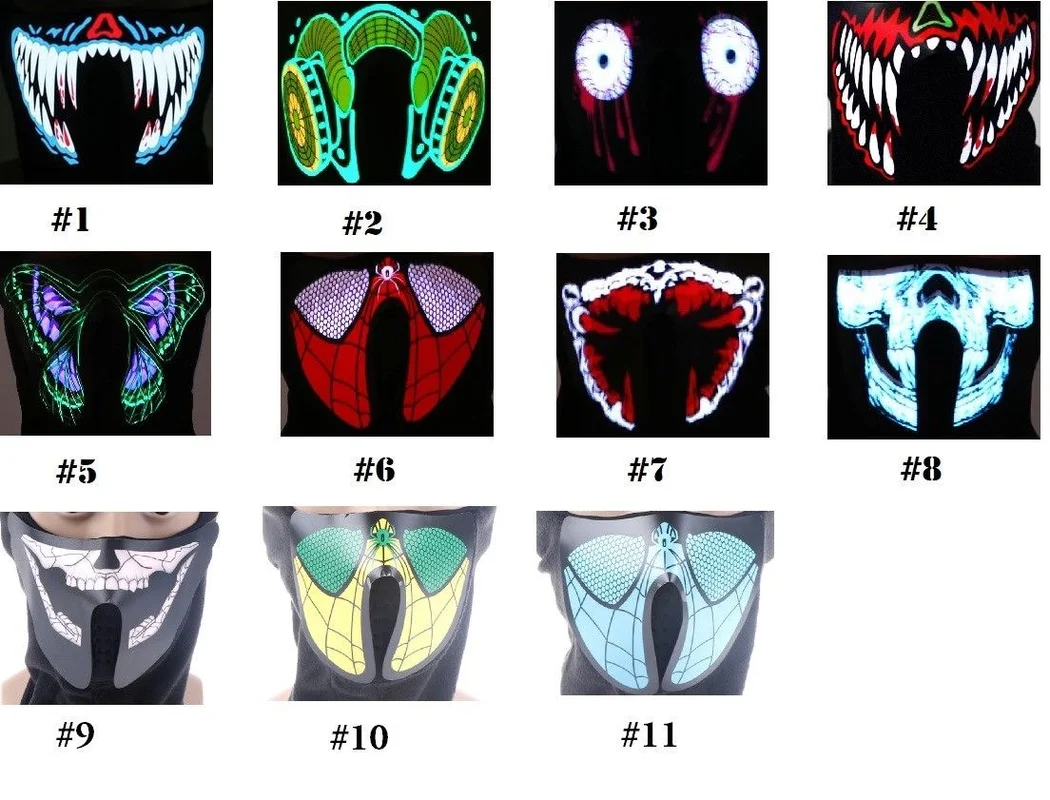 Halloween LED Masks Clothing Big Terror Cold Light Helmet Fire Festival Party Glowing Dance Steady On Driver Cycling Mask | Дом и сад
