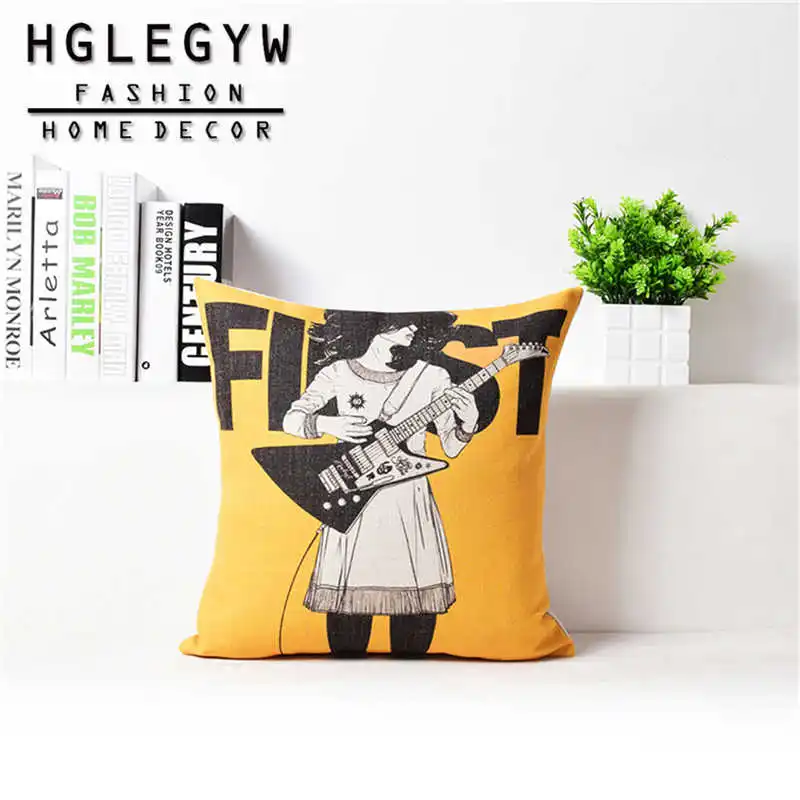 Крутая музыкальная наволочка с изображением гитары девушки рок н ролл для