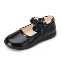 girls mary jane school uniform shoes genuine leather childrens shoes big flower kids black shoes girls flats for spring summer
