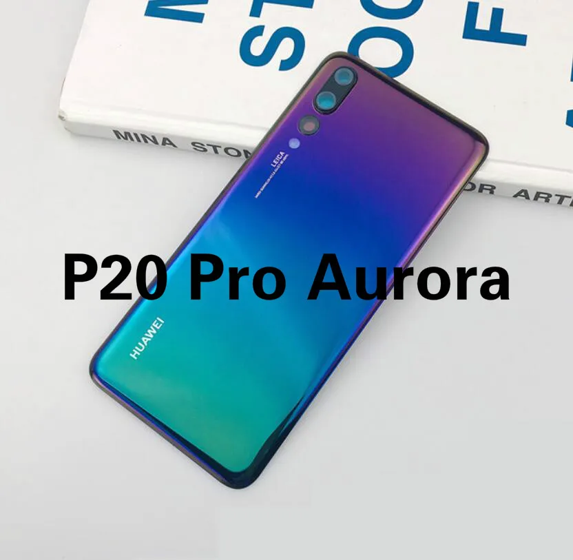 Для huawei P20 Pro крышка батареи Задняя стеклянная Задняя Дверь Корпус чехол панель+ объектив камеры для huawei P20 Lite крышка батареи Nova 3e - Цвет: P20 Pro Aurora