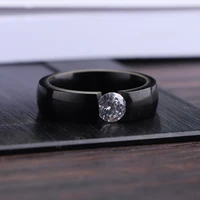 fashion men ring luxury 6mm zircon stainless steel ring for men wedding engagement anniversary gift jewelry accessories