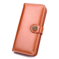 vintage women long clutch wallet large capacity zipper wallets pu leather female purse fashion lady phone purses card holder
