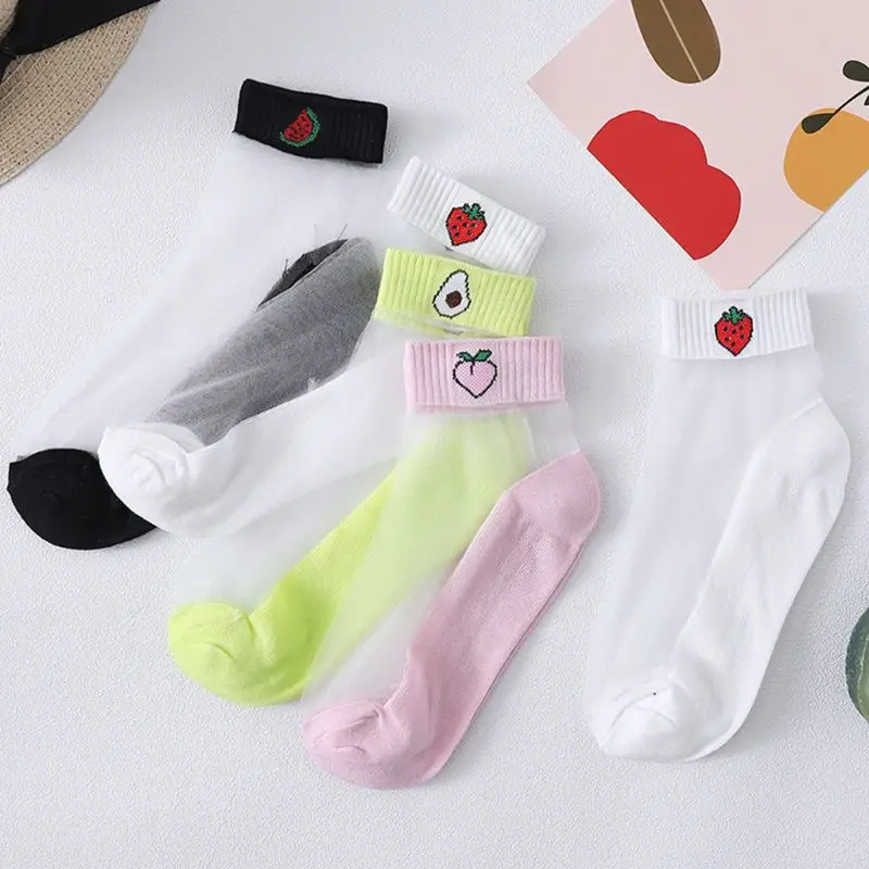 Японские Женские прозрачные носки по щиколотку из стекловолокна милые