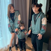 family matching outfits korea style polyester splicing flight mark coat baby girl clothes paired clothes father son baby clothes
