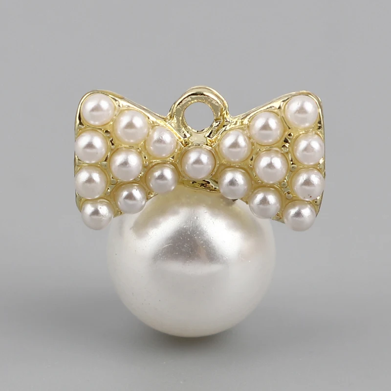 

Fashion Imitation Pearl Charms Inlaid bow-knot Rhinestones Charms Pendant For Jewelry Making Diy Earrings Accessories Materials