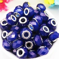 10 pcs color blue wholesale big hole european beads charms fit pandora bracelet women diy key chain cord for jewelry making gift