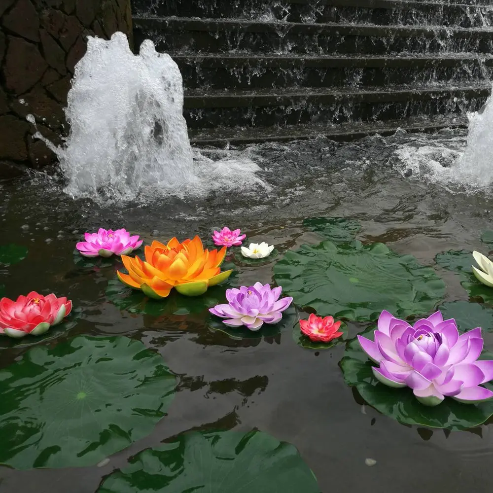

5Pcs Floating Artificial Flower Lifelike Water Lily Micro Landscape for Wedding Pond Garden Decoraiton Artificial Decorations