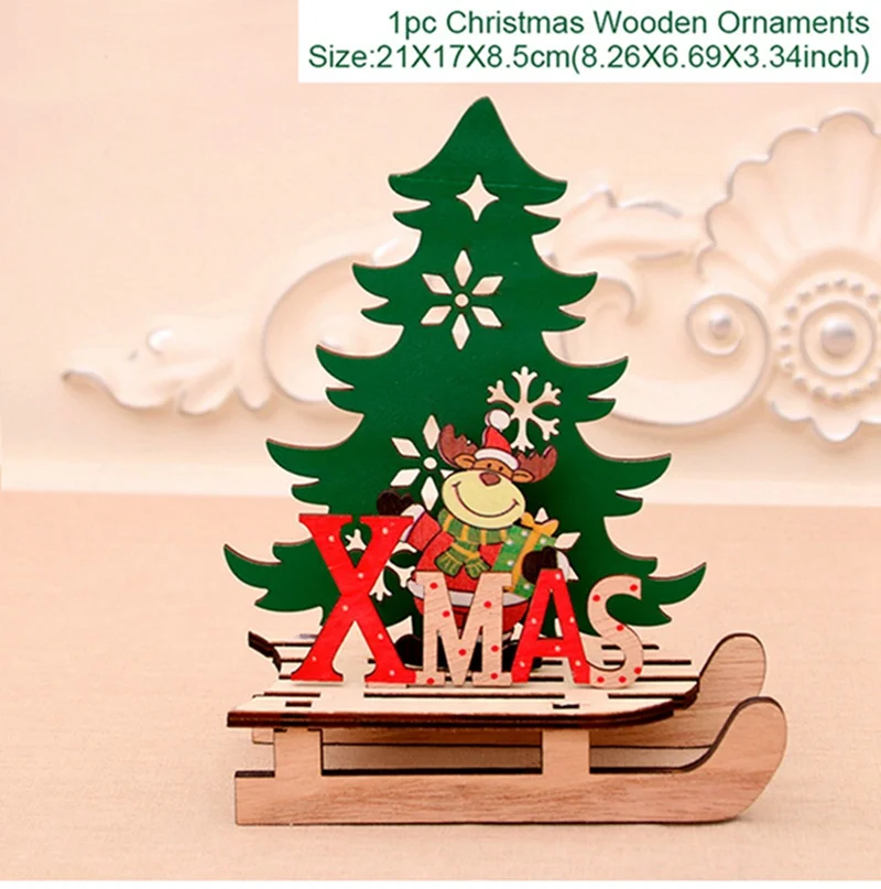 Wooden Xmas tree 6 Счастливого Рождества деревянные Санта Клаус украшение "Лось" Рождественского стола Декор для дома неол натальные Рождественские Декор год - Цвет: Wooden Xmas tree 6