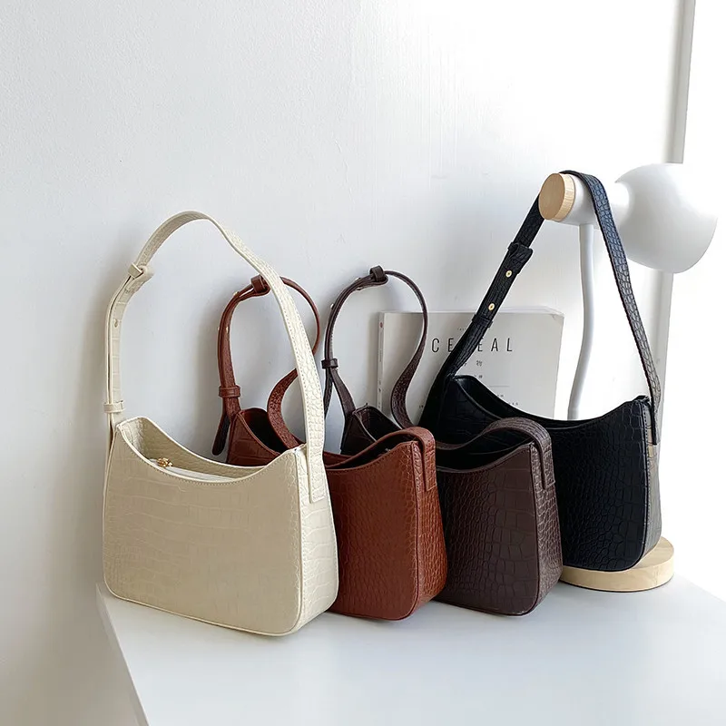 

New 2021 Korean women's single shoulder diagonal Bag Fashion crocodile pattern Handbag hand carry underarm bag