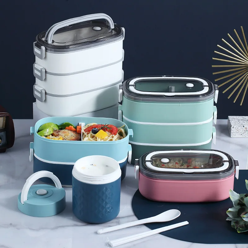 

Stainless Steel Lunch Box Japanese Double Layer Lunchbox for Women Men Kids School Children Bento Box Plastic Storage Container