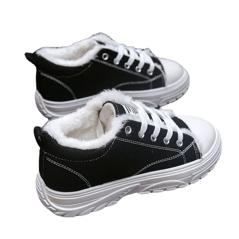

Women Winter New High-top Canvas Plus Velvet Warm Classic Designer Sneakers Fashion Female Casual Platform Plush Cotton Shoes