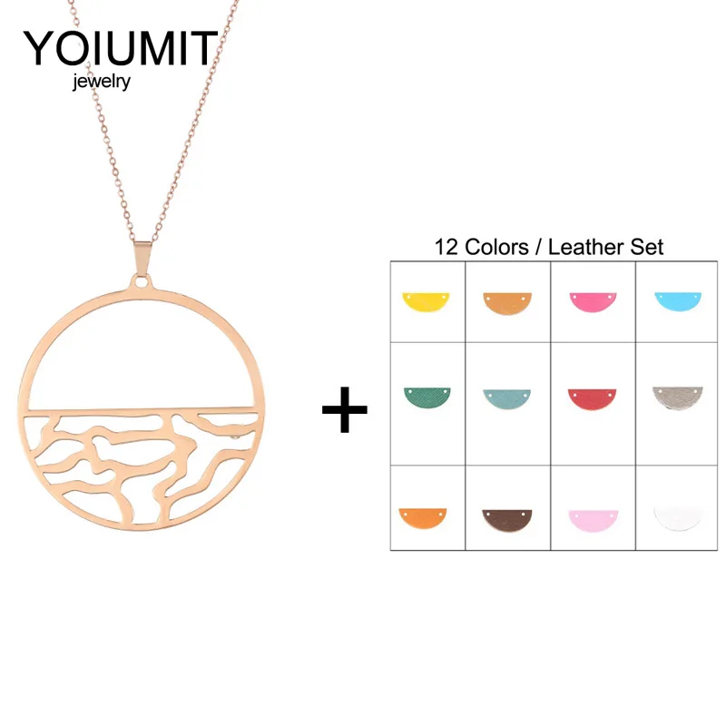 

Cremo DIY Reversible Pendant Necklaces Rose Gold Stainless Steel Interchangeable Leather Necklace Collier femme bijoux 2020