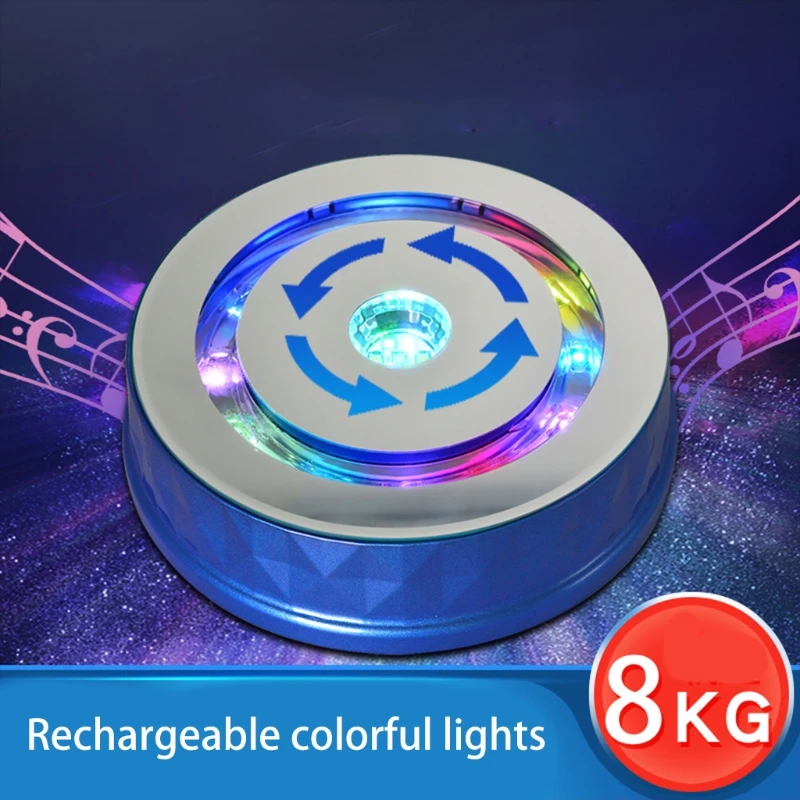 

Electric Turntable Display Stand Colorful Light 360 Rotating Table Watch Bracelet Jewelry Holder for Photography Props