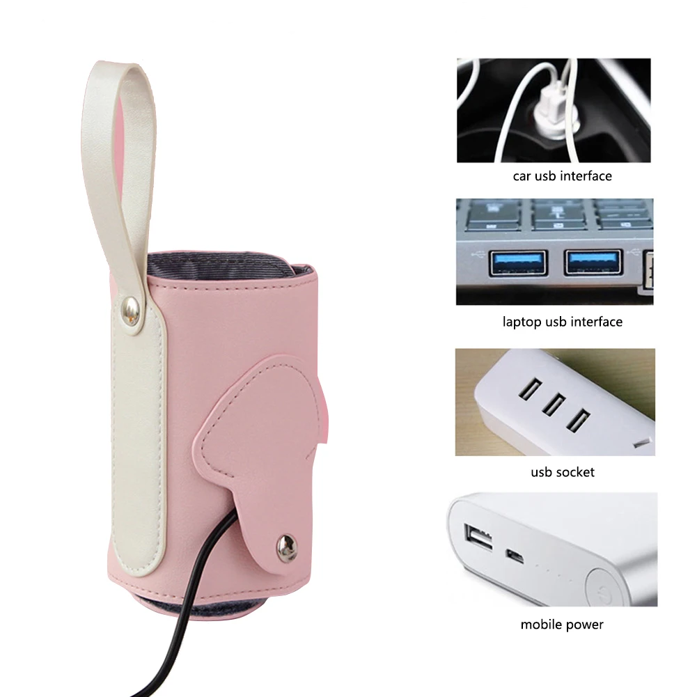 

USB Milk Water Warmer Travel Stroller Insulated Bag Baby Nursing Bottle Heater Newborn Infant Portable Bottle Feeding Warmers