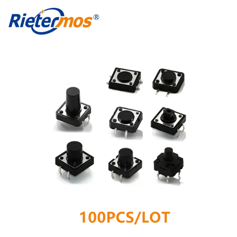 

100pcs 12*12 Tactile Tact Mini Push Button Switch SMD 4pin Micro switch Different heights available