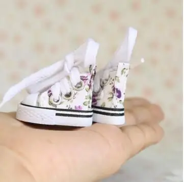 purple floral shoes 3,6 см Blyth кукла обувь Цветочные холщовые куклы обувь для кукла 1/6 аксессуары(fit Blyth, Azone, Licca, Barbies, 1/6 Bjd, кукла 1/6 s - Цвет: purple floral shoes