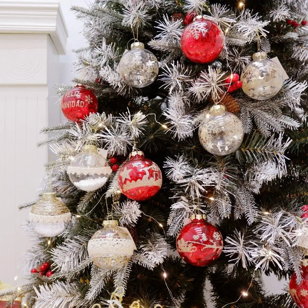 

12Pcs/Set 10cm Christmas Tree Decor Balls Party Hanging Ornament Perfect for Home Holiday Wedding Xmas Decorations Gold Red