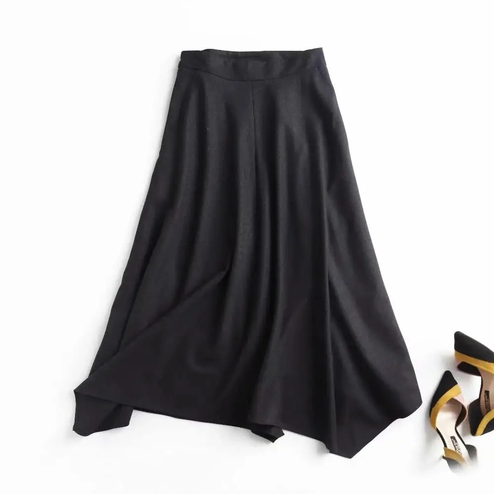 

Winter Skirt Women Faldas Mujer Moda 2020 Long Skirts Womens England Style Office Lady Fashion High Waist Irregular