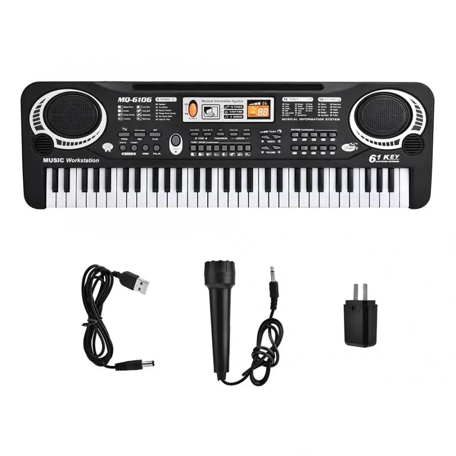 61 Key US Plug 61-ключ Электрический цифровой клавишной панелью Пианино музыкальные инструменты для обучения детей музыкальная обучающая игрушка с микрофоном вилка стандарта ЕС/США - Цвет: 61 Key US Plug