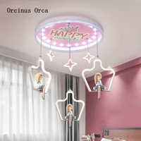 creative cartoon pink little princess chandelier girl bedroom childrens room lamp romantic lovely girl chandelier