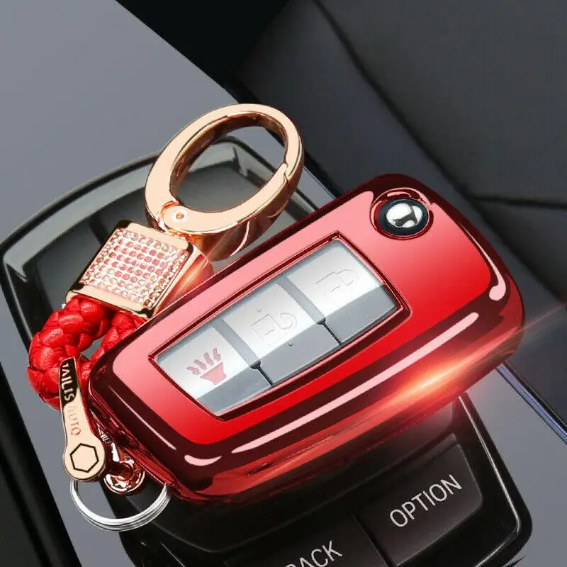 

Red Soft TPU Remote Smart Key Case Cover Full protection For Nissan X-Trail