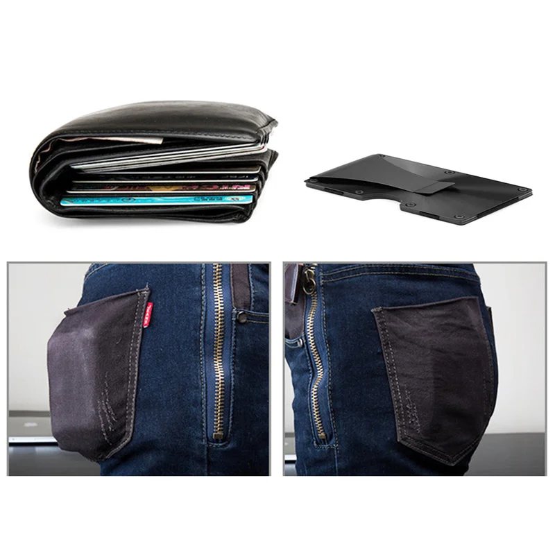 

Automatic Card Case New Creative Mechanical Business ID Card Box Portable Credit Card Case Metal Rfid Blocking Wallet Purse Clip