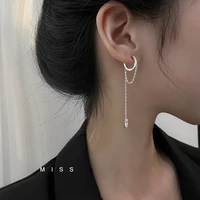 prevent allergy 925 sterling silver tassel round bead long drop earring for women party wedding jewelry e007