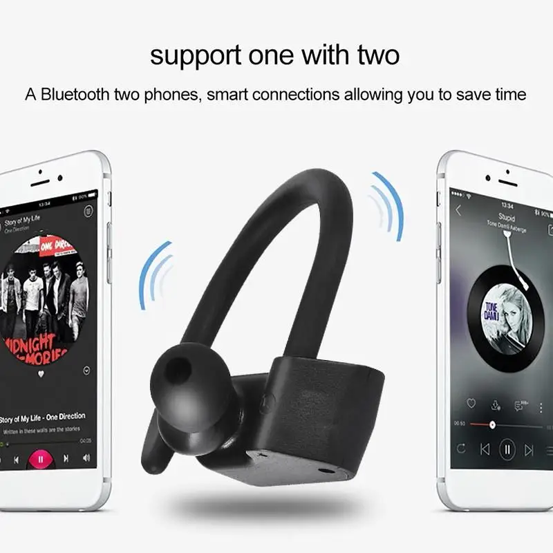 Спортивные наушники K19, свободные руки, настоящая Беспроводная связь, Bluetooth 5,0, ушные крючки, вкладыши, водонепроницаемые наушники с микрофоном, регулятор громкости