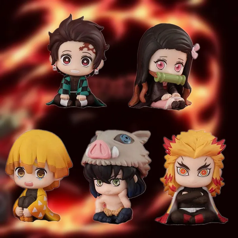 

5pcs/set Of Anime Demon Slayer Nidouzi Tanjiro Zenyi Mini Doll Toy Decoration Collection Gift