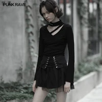 punk rave nifty punk mesh plaid females skirt high waisted tied with rope womens skirt