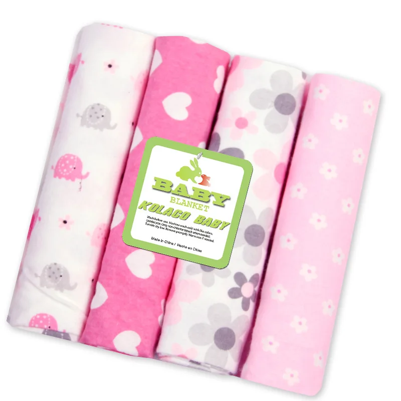 

New 4pcs/pack 100% Cotton Receiving Baby Blanket Newborn 76x76cm Baby Bedsheet Supersoft Blanket Colorful Cobertor