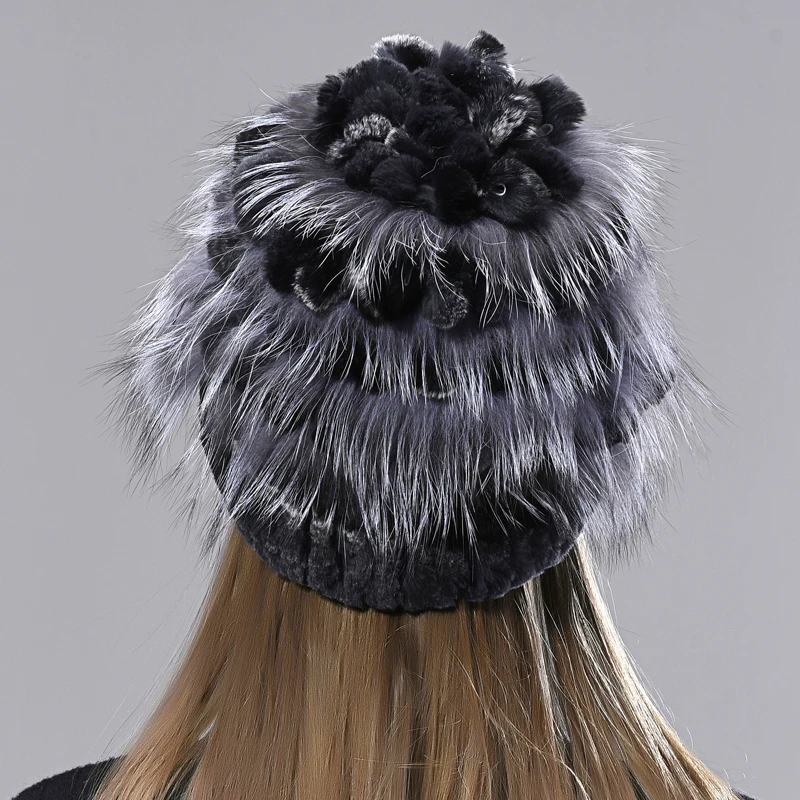 

Rex Rabbit Fur Hats Women Winter Warm Flullfy Hats Natural Rabbit Fox Fur Hats Fluffy Female Earflap Real Rex Rabbit Fur Hat