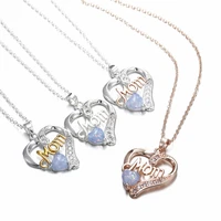 charming personality unique engagement women party link chain colorful natural stone stainless steel heart shape jewelry opal