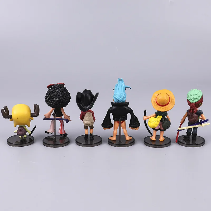 

6 pcs/set One Piece Roronoa Zoro Luffy Sanji BROOK Nami Franky Chopper PVC Action Figure toys Baking cake ornaments