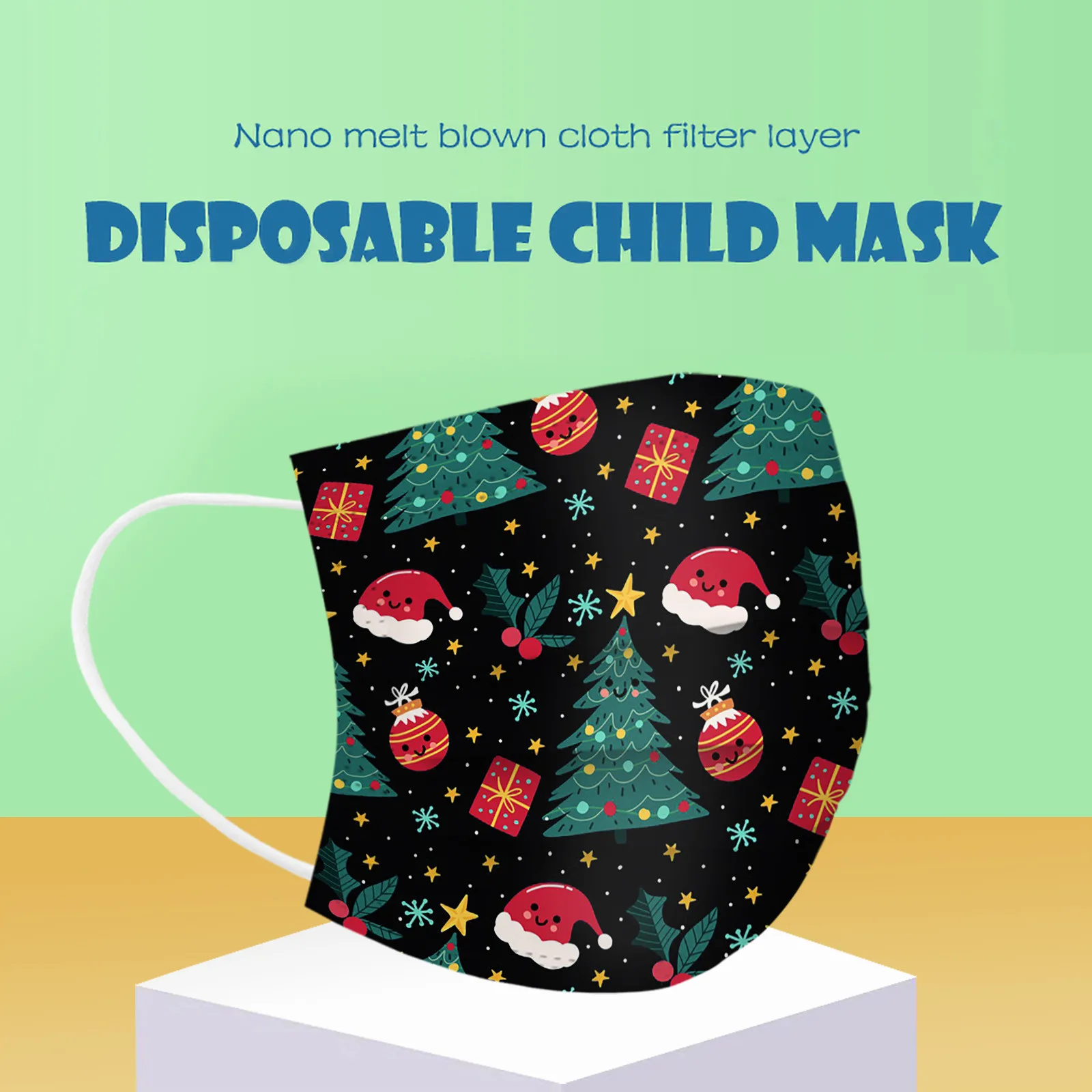 Детская маска одноразовая для лица 3-слойная петля ушей хлопковая белого цвета